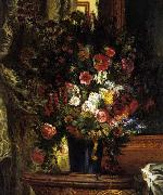 Eugene Delacroix A Vase of Flowers on a Console Germany oil painting artist